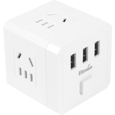 

Etman ETM-MF-01043USBDW 3USB Multi-function Charging Conversion Plug One Turn Four Home Rubiks Cube Socket Power Converter