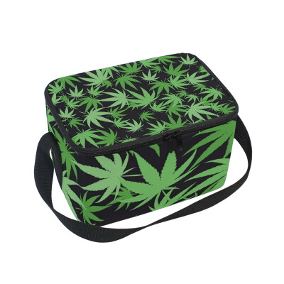 

ALAZA Lunch Box Insulated Lunch Bag Large Cooler Tote Bag Green Pattern Leaf for Men Women Girls Boys