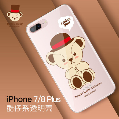 

Teddy Collection Apple xxs Mobile Shell iPhonexxs Cartoon Cover All Inclusive Transparent Silicone Anti-fall Soft Shell Navy Teddy