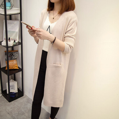 

2018 long sweater jacket womens sweater cardigan autumn&winter new Korean version of loose joker top