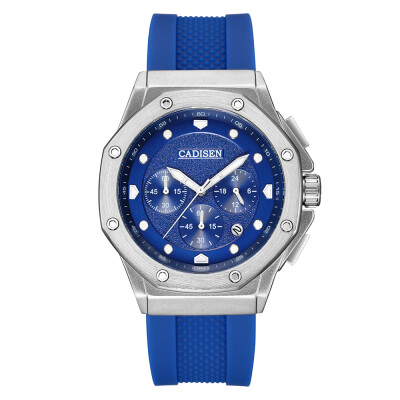 

Cadisen Watch Men Sport Chronograph Clock Quartz Wristwatch Silicone Strap Watch Men