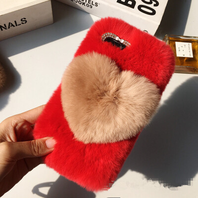 

Love Heart Case For Oppo F3 Plus R9S Plus Cute Rabbit Cover Hairy Fur Fluffy Phone Case