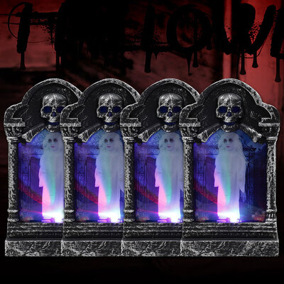 

Willstar Halloween Glowing LED Tombstone Light Halloween Home Garden Decor Retro Simulation Pumpkin Skull Halloween Decor