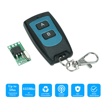 

433Mhz Universal Wide Voltage DC 7V-36V Super Mini Body Wireless Remote Control Switch Receiver Module 10A Relay&5PCS 2 Key RF