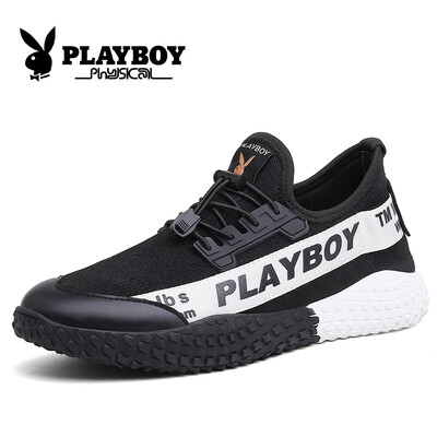 

Playboy PLAYBOY mens Korean version of the wild trend sports shoes CX39497 black&white 43