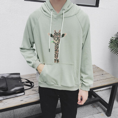 

2018 autumn mens Korean student sleeve round neck cotton casual long-sleeved loose long-sleeved deer sweater