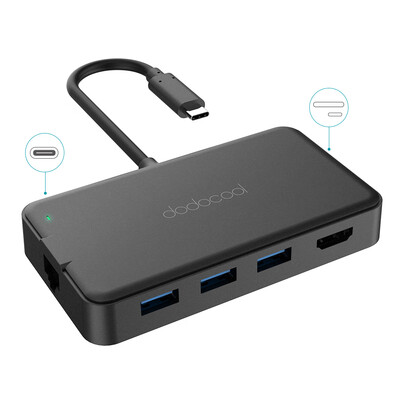 

dodocool 8-in-1 Multifunction USB-C Hub with Type-C Power Delivery 4K Video HD Output Port Gigabit Ethernet Adapter SDTF Card Rea