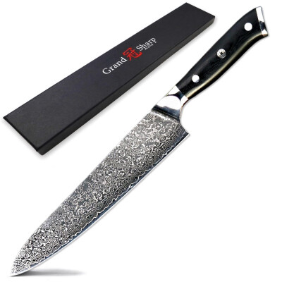 

Grandsharp 95 Inch Damascus Chef Knife VG10 Steel Japanese Damascus Kitchen Knife High Carbon Slicing Cooking Tools Gift Box