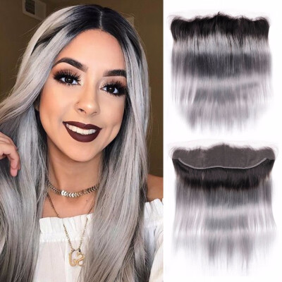 

Nami Hair Ombre T1BGrey 13x4 Brazilian Straight Remy Hair Lace Frontal Closure Color T1BGray Ear To Ear Human Hair Frontal