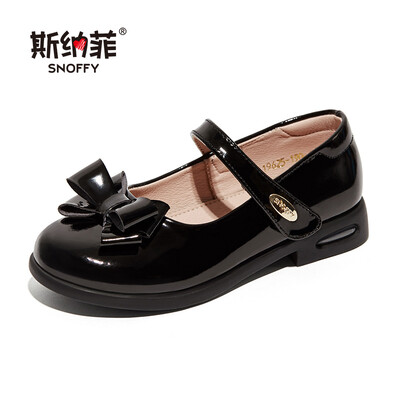 

Snafy childrens shoes 2019 spring new girls casual shoes solid color leather student shoes in the big children 19625 black 30