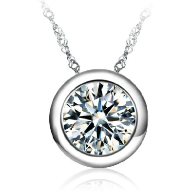 

Round Cubic Zirconia Pendant Necklaces For Women Wedding Fashion Jewelry CZ Rhinestone Accessories Silver Color A33