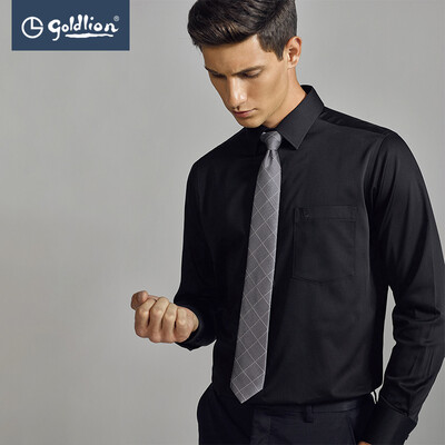 

Goldlion Goldlion 2019 spring&summer new mens soft&comfortable solid color simple&generous business gentleman long-sleeved shirt black