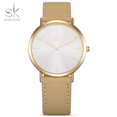 

Shengke Brand Fashion Ladies Watches Elegant Female Quartz Watch Women Thin Leather Strap Watch Montre Femme Marble Dial SK 2019