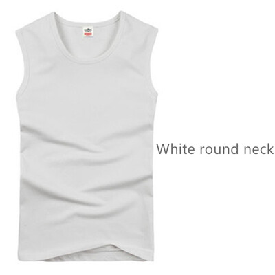 

Aa-shop Men Round V neck Solid Color Black White Grey Vest