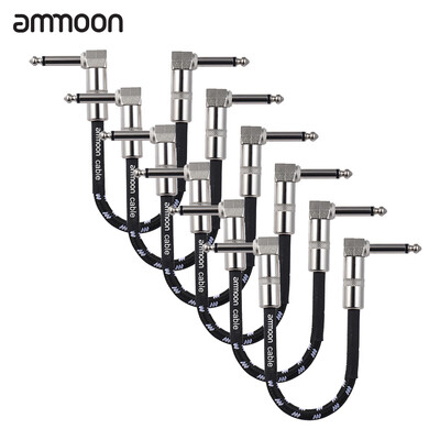 

ammoon 6-Pack Guitar Effect Pedal Instrument Patch Cable 15cm 05ft Long with 14 Inch 635mm Silver Right Angle Plug Black Whi
