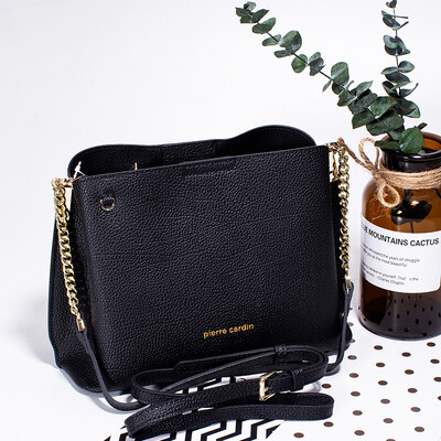 

Pierca card pierre cardin female bag shoulder bag female Messenger bag fashion Europe&America wild leather bag trend wild small bag P7A265041-75A black