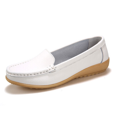 

Spring&summer leather flat bottom large size hollow womens shoes casual mother shoes non-slip nurse shoes white work pregnant women single shoes