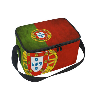 

ALAZA Insulated Lunch Box Misc Flag Of Portugal Lunch Bag for Men Women Portable Tote Bag Cooler Bag