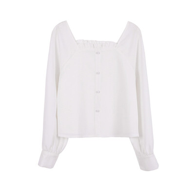 

Autumn new temperament show thin shirt joker contracted wind is pure color loose women