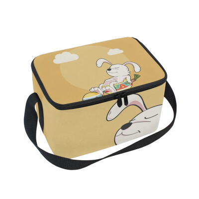 

ALAZA Lunch Box Insulated Happy Sleep Bunny Lunch Bag Large Cooler Tote Bagfor Men Women