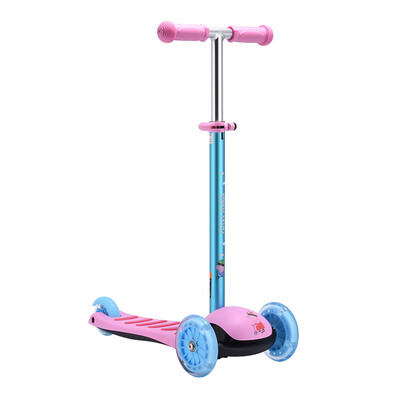 

Lebei childrens scooter 3 years old baby pulley car 2 years old-6 years old child sliding block three-wheeled scooter flash wheel pink pig Peggy genuine authorized