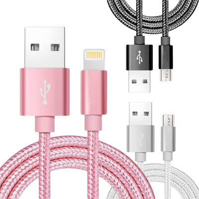 

USB Charging Cable power Data Cable Connector Nylon Braided Aluminum alloy Sync Charge for iPhone&Android Devices Adapter