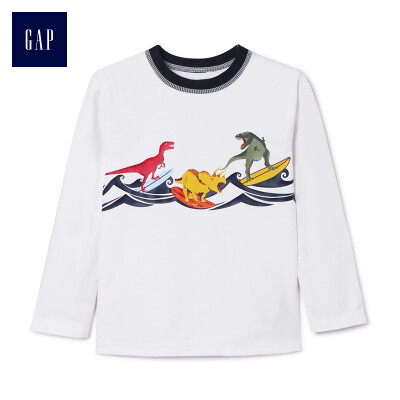 

GAP flagship store male&young vitality pattern long-sleeved round neck sunscreen clothing swimsuit 374880 light sense white 18-24M