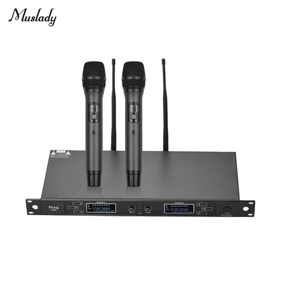 

Muslady U-6002 Professional Dual-Channel UHF Wireless Microphone System with 2 Handheld Mics 1 Rack-Mount Receiver for Business
