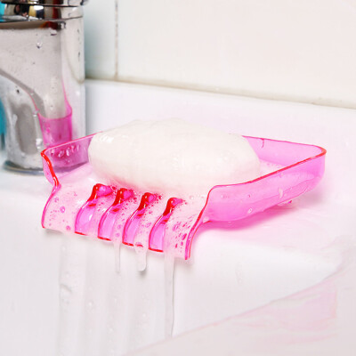 

Plastic Soap Box with Sucker Drainable Sponge Holder Kitchen Bathroom Storage Boxes