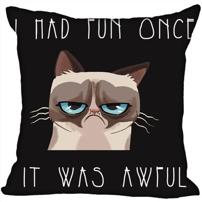

Cat Pillow Cover Bedroom Home Office Decorative Pillowcase Square Zipper Pillow Cases Satin Fabric No Fade 35x35CM