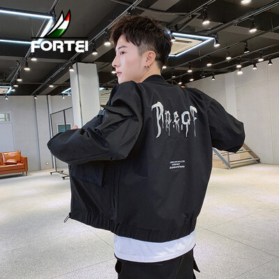 

Fu Yi FORTEI Jacket Men 2019 Spring New Casual Fashion Joker Hem Slim Jacket Men 9023 Black 3XL