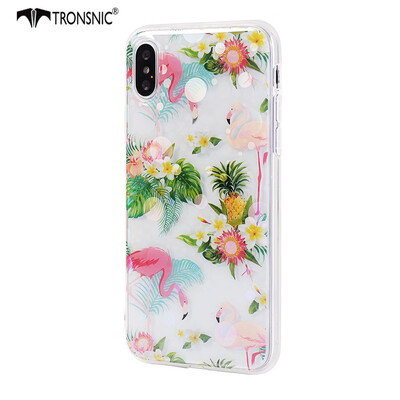 

Tronsnic Flamingo Flowers Phone Case for iPhone 5 5s Shiny Laser Soft Cases for Transparent Covers