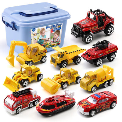 

Simulated Alloy 10set Car Model For Childrens Toy Suitcases Parent child Boys Toy Receiving Box Theme Series Set