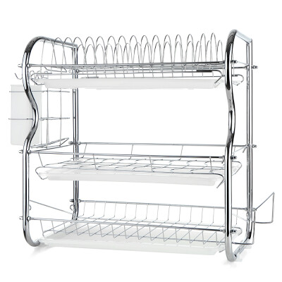 

Multi-functional 3-Tier Dish Rack Kitchen Supplies Storage Rack Draining Rack with ChopsticksKnivesCutting Board Holder Drainboa