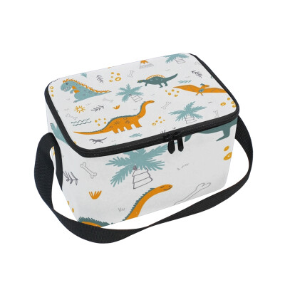 

ALAZA Insulated Lunch Box Colorful Dinosaurs Lunch Bag for Men Women Portable Tote Bag Cooler Bag