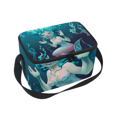 

ALAZA Lunch Box Insulated Ocean Mermaid Lunch Bag Large Cooler Tote Bagfor Men Women