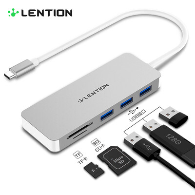 

Lansheng lention Type-c docking station USB-c adapter Apple Dell Lenovo Xiaomi ASUS computer adapter 3 usbTFSD30 card reader elegant silver