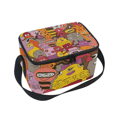 

ALAZA Funny Monsters Lunch Box Insulated Lunch Bag Large Cooler Tote Bagfor Men Women