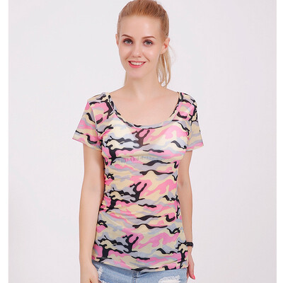 

Womens clothing t shirt 2019 summer print knitting Army camouflage tshirt big o-neck tops tees shirts female casual short sleeve