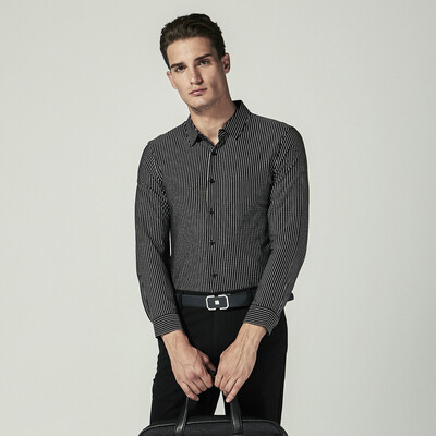

Jinba Mens K-boxing Cotton Shirt Mens Spring Shirt Mens Striped Shirt Mercerized Cotton Long Sleeve Shirt MenBCBL1334 Black 180XL