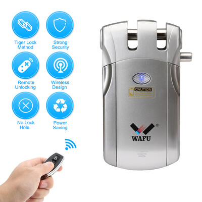 

WAFU WF-018 Wireless Remote Control Lock Security Invisible Keyless Door Entry Intelligent Lock Zinc Alloy Metal with 4 Remote Key