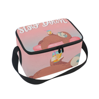 

ALAZA Lunch Box Insulated Cartoon Vector Sloth Lunch Bag Large Cooler Tote Bag for Men Women
