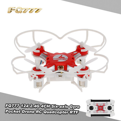 

Original FQ777 124 24G 4CH Six-axis Gyro Pocket Drone RC Quadcopter RTF with One-key Return Headless mode 3D-flip Function