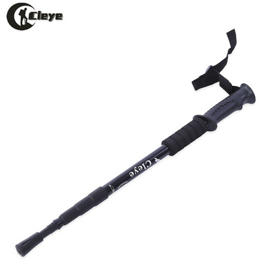 

CLEYE 4 Joint Anti-shock Trekking Straight Shank Alpenstock Walking Stick with Mud Tray