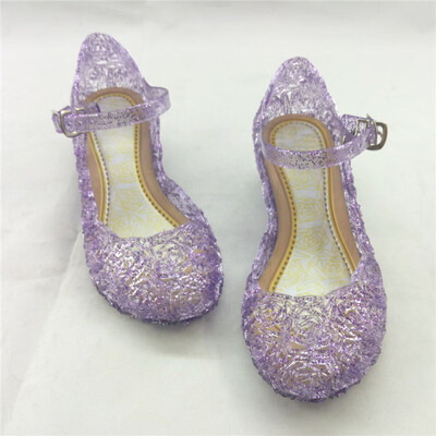 

MUABABY Girls Elsa PVC Sandals Children Summer Party Dancing Shoes Kids Princess Shoes 5 Colors Princess Cosplay Accessories