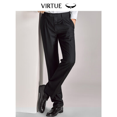 

Virtue rich comb 100 wool trousers men 2019 spring new single pleat loose business casual dress trousers YKM70243001 black 96