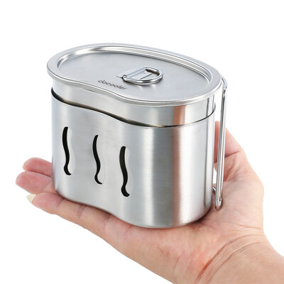 

700ml Drinking Coffee Tea Cup Pot Burning Stove Cup Set Portable Camping Tumbler Stainless Steel Drinkware Mini Wood Stove