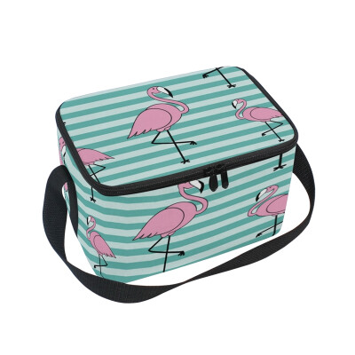 

ALAZA Lunch Box Insulated Pink Flamingos Lunch Bag Large Cooler Tote Bagfor Men Women