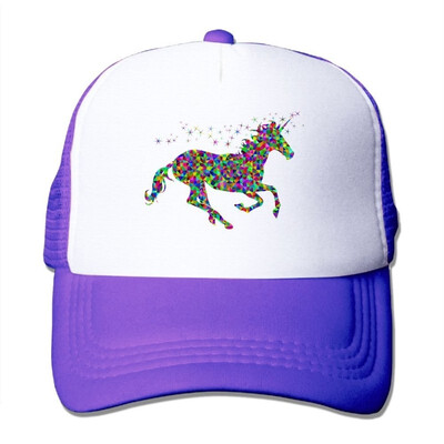 

SHINENGST Rainbow Unicorn Mesh Trucker CapsHats Adjustable For Unisex Black