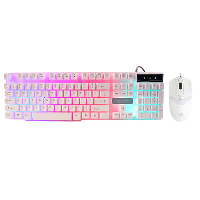 

GESOBYTE GX11 wired gaming keyboard&mouse set white mechanical feel USB keyboard mouse game business keyboard built-in wei